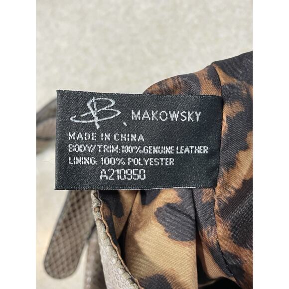 B Makowsky Leather Snake Skin Pattern Medium Crossbody Bag Purse - Picture 12 of 16